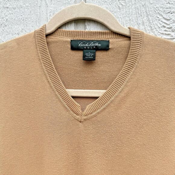VTG Brooks Brothers Golf Sweater Pullover Men L Gold Preppy Academia Minimalist - Picture 3 of 10